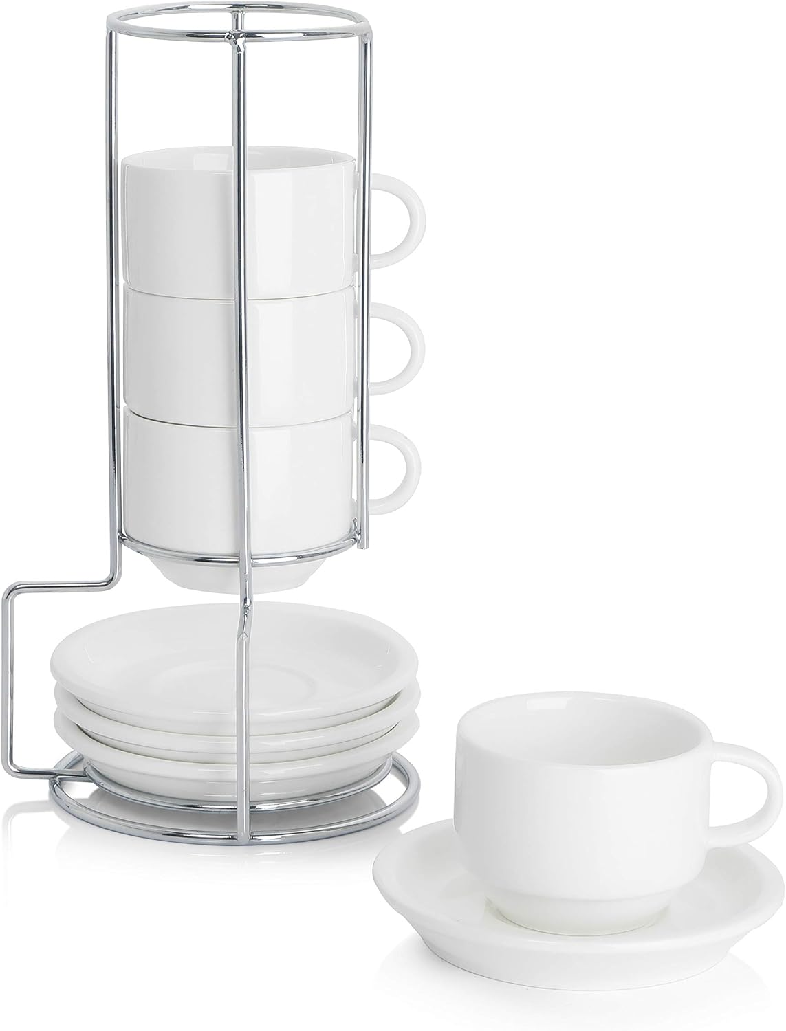 Sweese 2.5 oz Stackable Espresso Cups (Set of 6 + Stand)