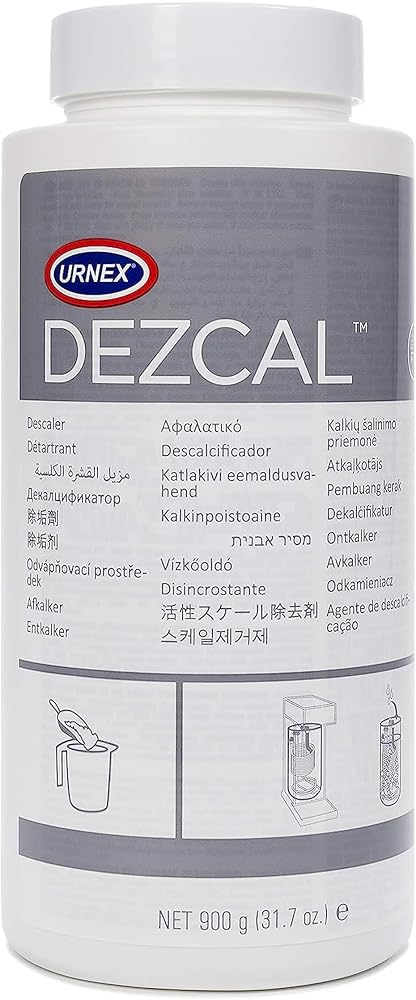 Urnex Dezcal coffee and espresso machine descaler powder