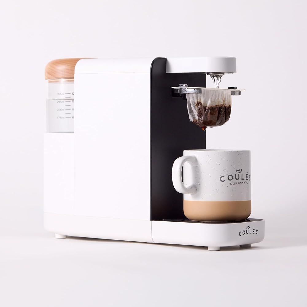 Swirl Mini Plastic Free Coffee Maker, single serve pour over, white