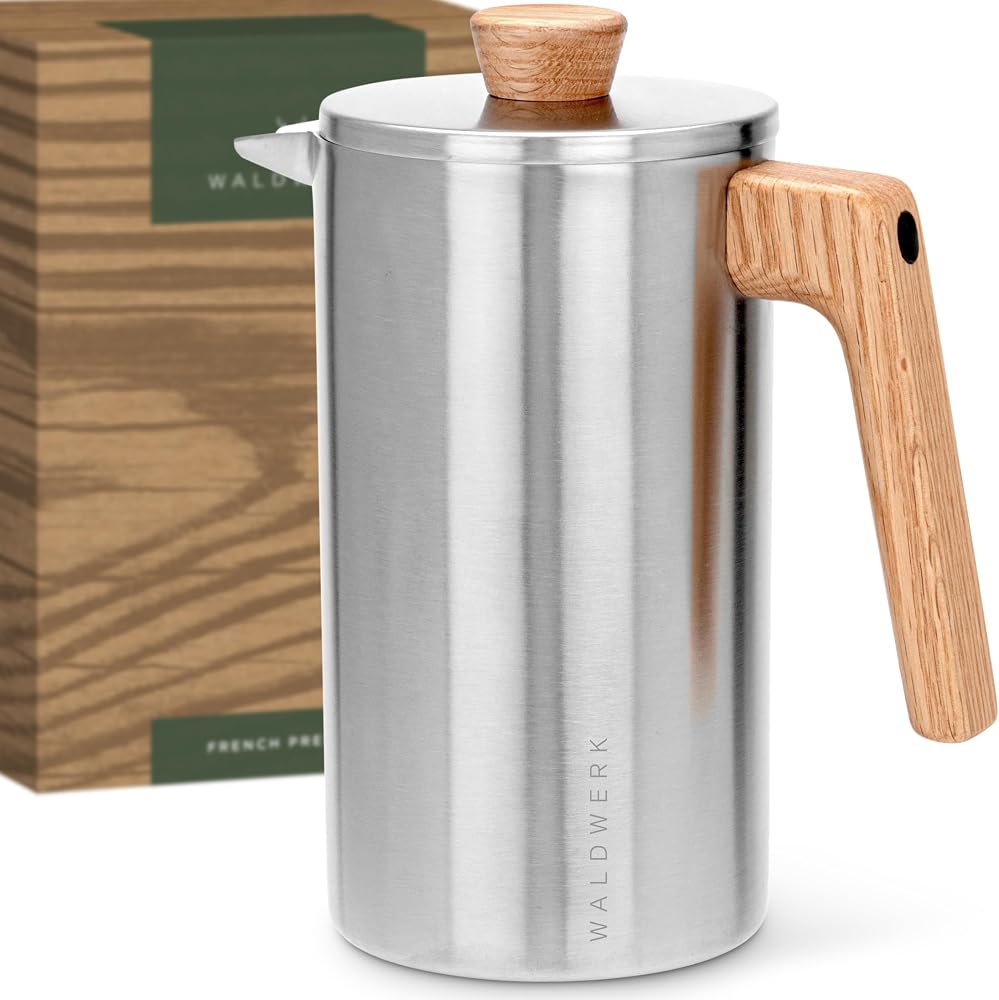 WALDWERK French Press 34 oz Non-Toxic Stainless Steel Double Wall