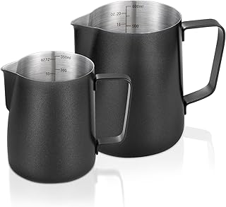 2-Pack Matte Black Milk Frothing Pitchers (12 oz + 20 oz)