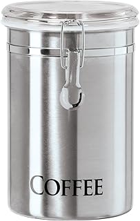 Oggi stainless steel coffee canister 62 fl oz with airtight clamp lid