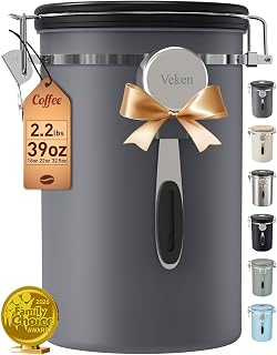 Veken Coffee Canister 39 oz 2.2 lb airtight stainless steel